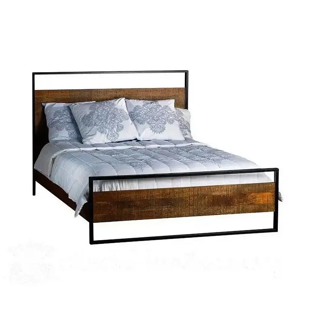 кровать двуспальная дерево с металлом