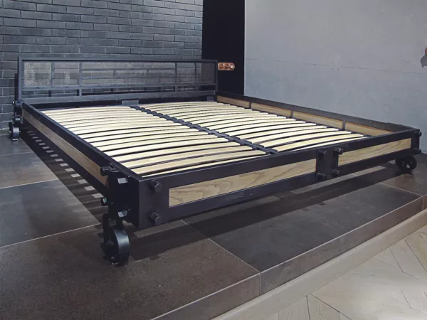 Кровать в стиле лофт - идеальное сочетание натурального дерева и металла