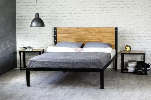 Лофт-кровать из натурального дерева и металла для стильной спальни и комфортного сна