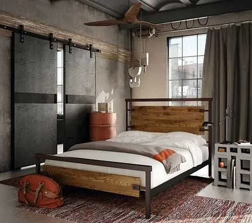 Стильная кровать в стиле лофт из натуральных материалов - отличный выбор для вашей спальни